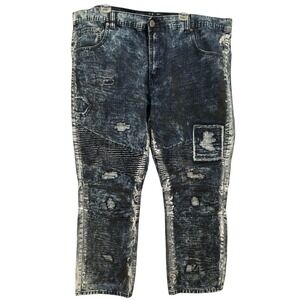 Access Blue Distressed Denim Moto Jeans Men's Size 44 X 32